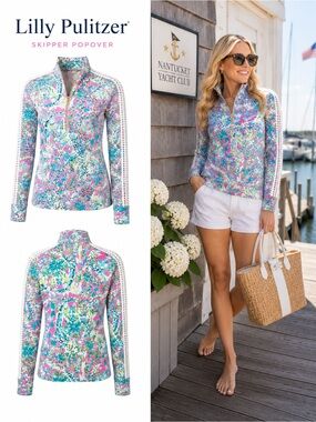 Lilly Pulitzer Skipper Popover Size XXS Alligator 60th Anniversary Quarter Zip